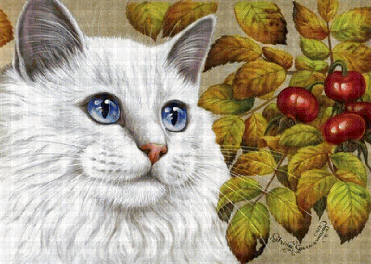 Котик с боярышником - коты - предпросмотр