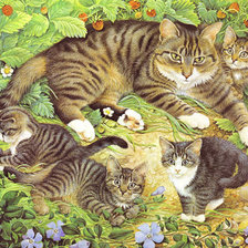 Схема вышивки «кошки в землянике»