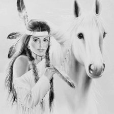 Оригинал схемы вышивки «Девушка и конь» (№1631379)