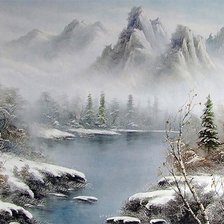Оригинал схемы вышивки «зима в горах» (№1631483)