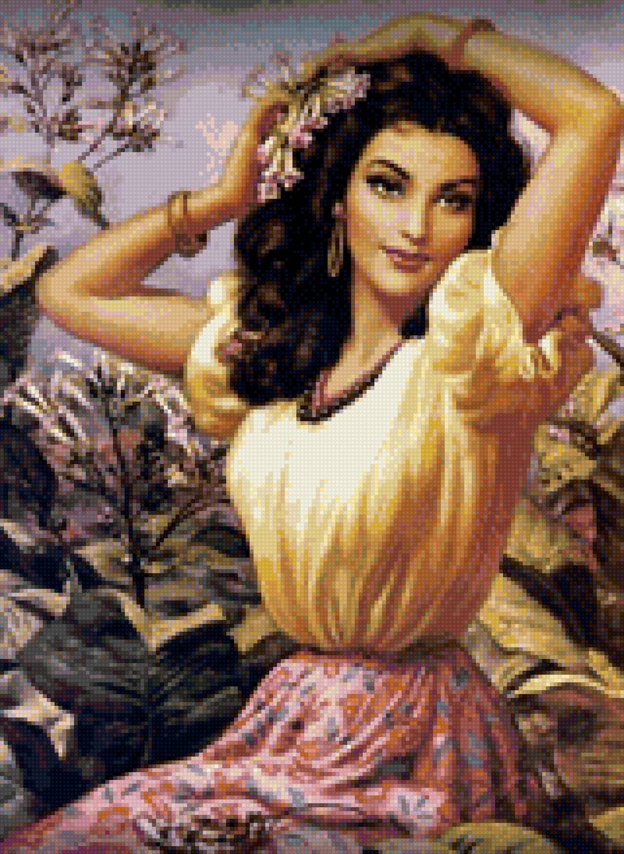 девушка и цветы - девушка - предпросмотр