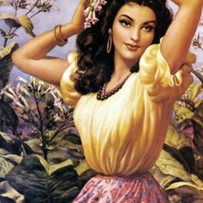 Схема вышивки «девушка и цветы»