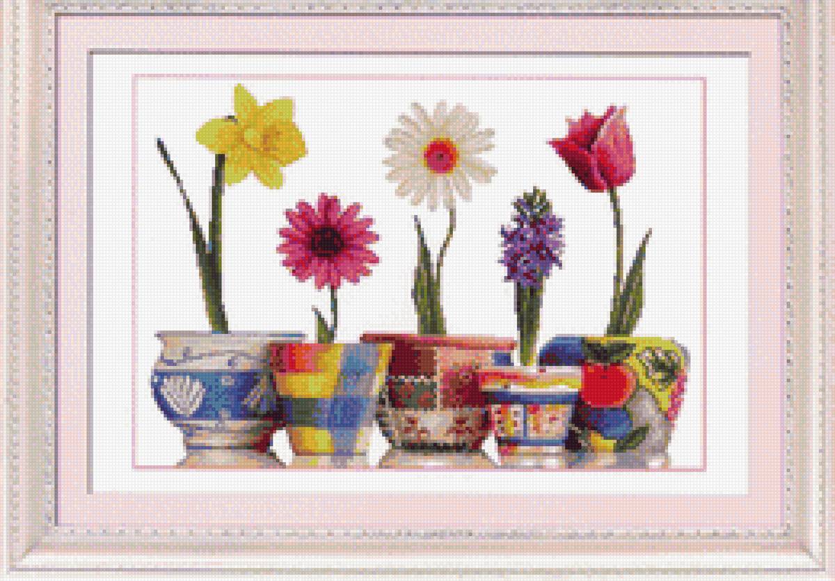 вышивка гербера гиацинт тюльпан - цветы - предпросмотр