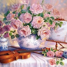 цветы и скрипка