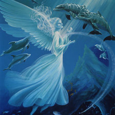 Схема вышивки «ангел и дельфин»