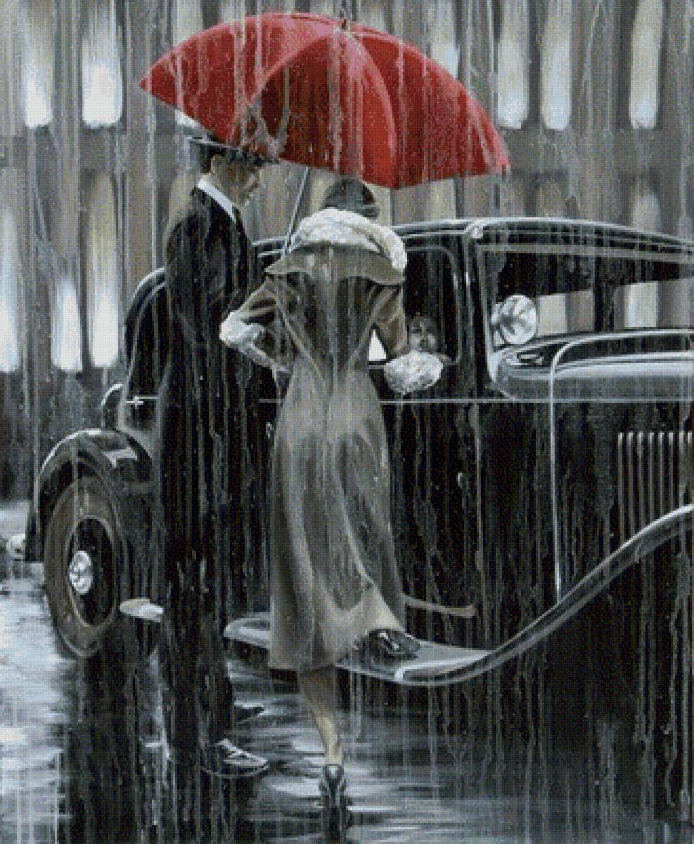 дождь - пара, осень, дождь, город - предпросмотр