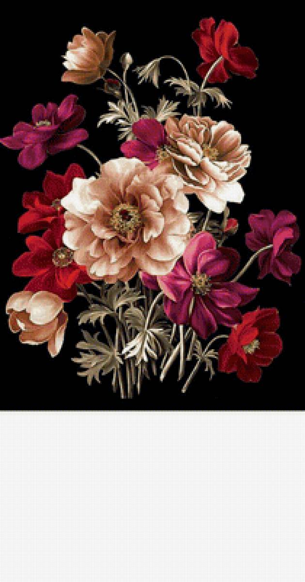Цветы на черном - цветы - предпросмотр