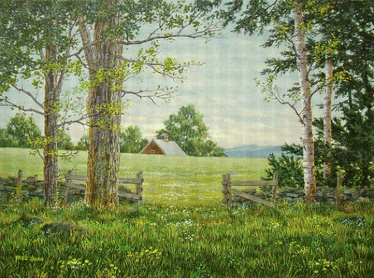 летняя пора - пейзаж, природа, живопись - предпросмотр