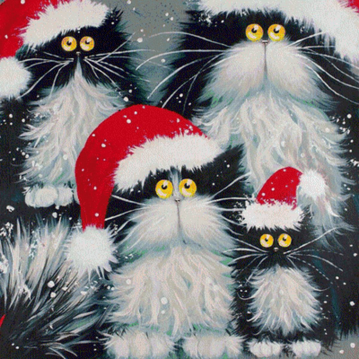 Новогодние коты - кошки, новый год, рождество - предпросмотр