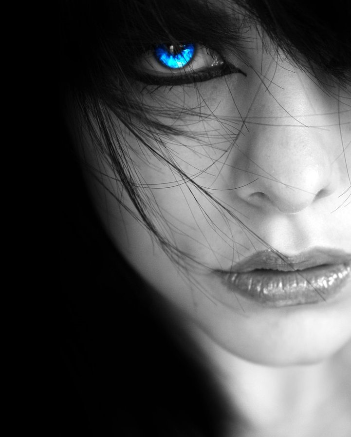 Девушка - девушка, серый, монохром, бирюза, белый, голубой, черный - оригинал