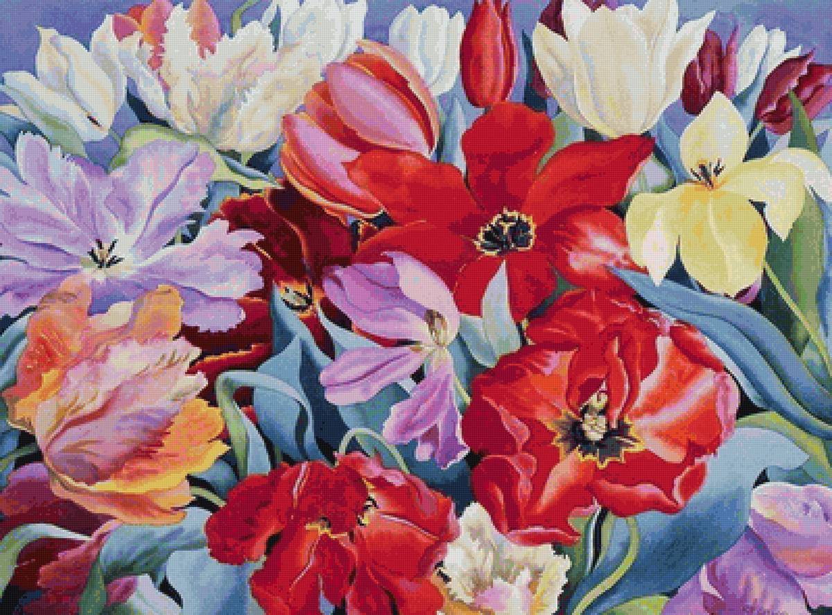 Тюльпаны - натюрморт, цветы - предпросмотр