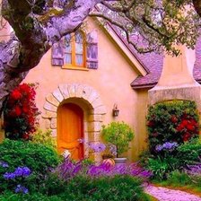 Схема вышивки «лавандовый домик»