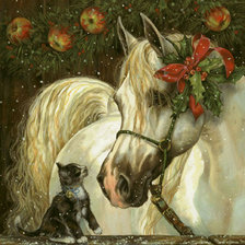 Оригинал схемы вышивки «Лошадь и котенок» (№1639792)
