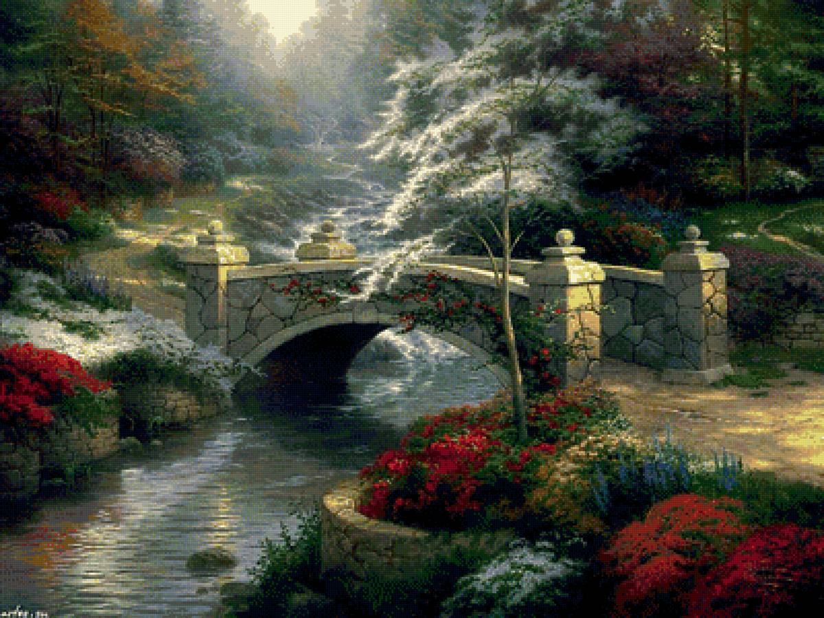 мост через реку - лес, пейзаж, мост - предпросмотр