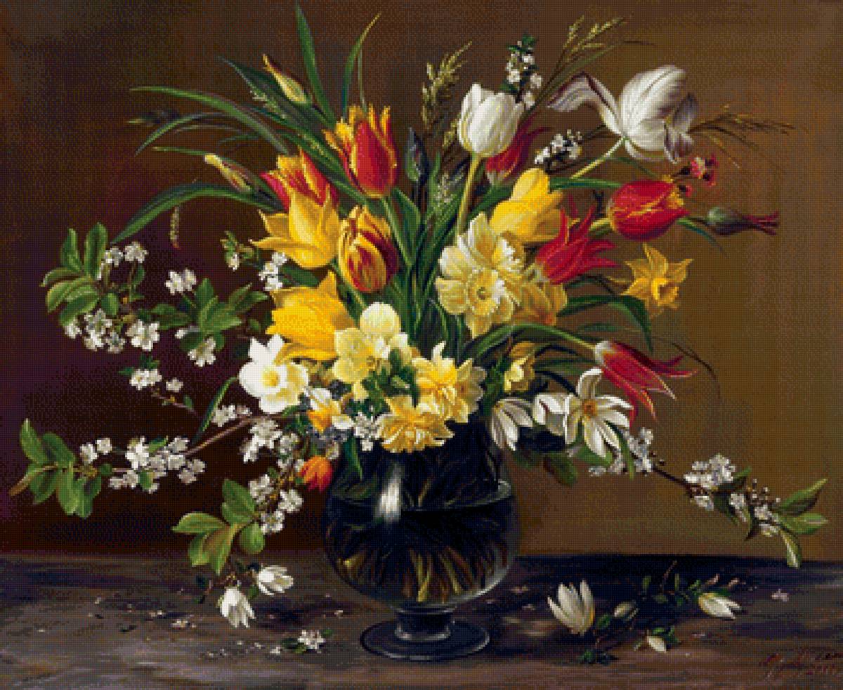 Весенний букет - цветы, живопись - предпросмотр