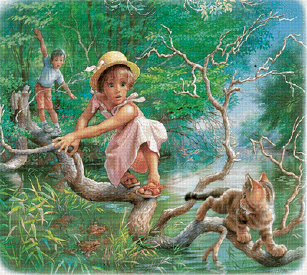 котенок - картина, люди, природа - предпросмотр