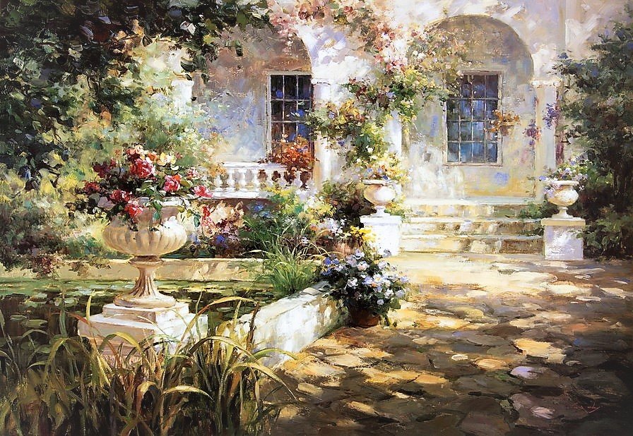 №1642660 - дом, лето, картина, живопись - оригинал