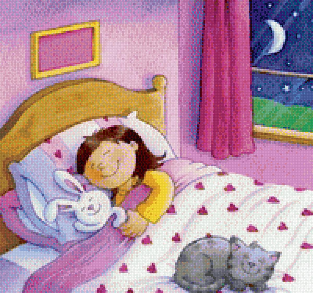 Сладких сноа - вечер, кот, девочка - предпросмотр