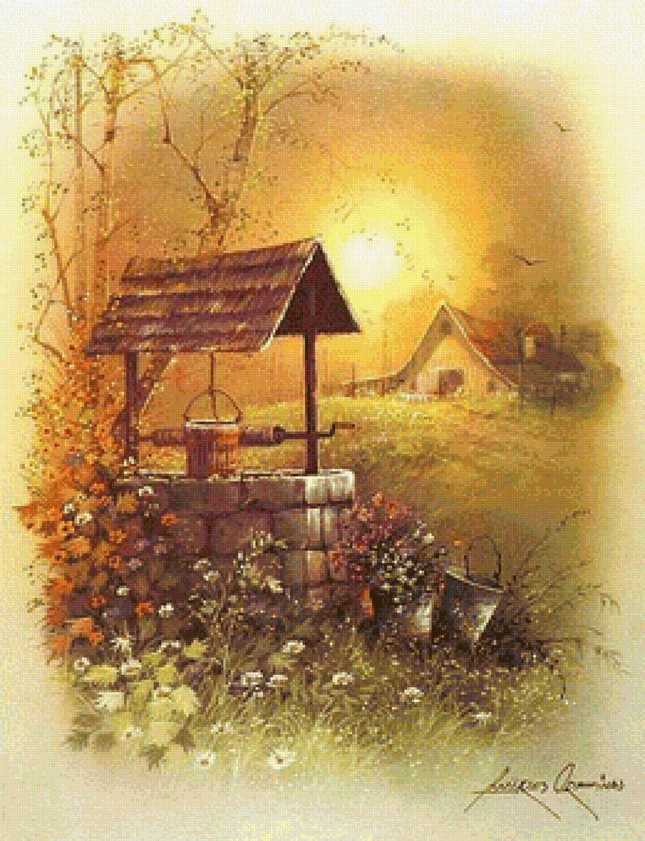 Колодец - вышивка крестиком - предпросмотр