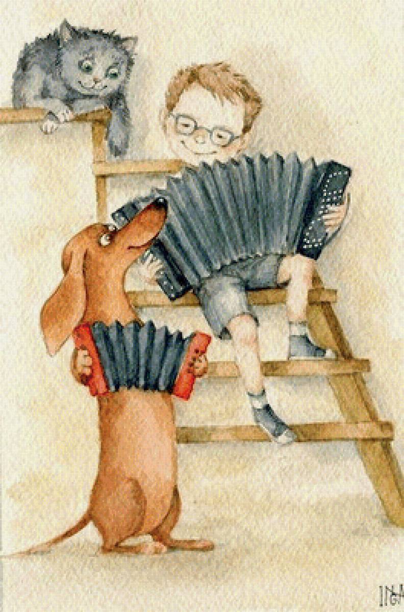 Веселые друзья - мультяшки, дети, дружба, такса - предпросмотр