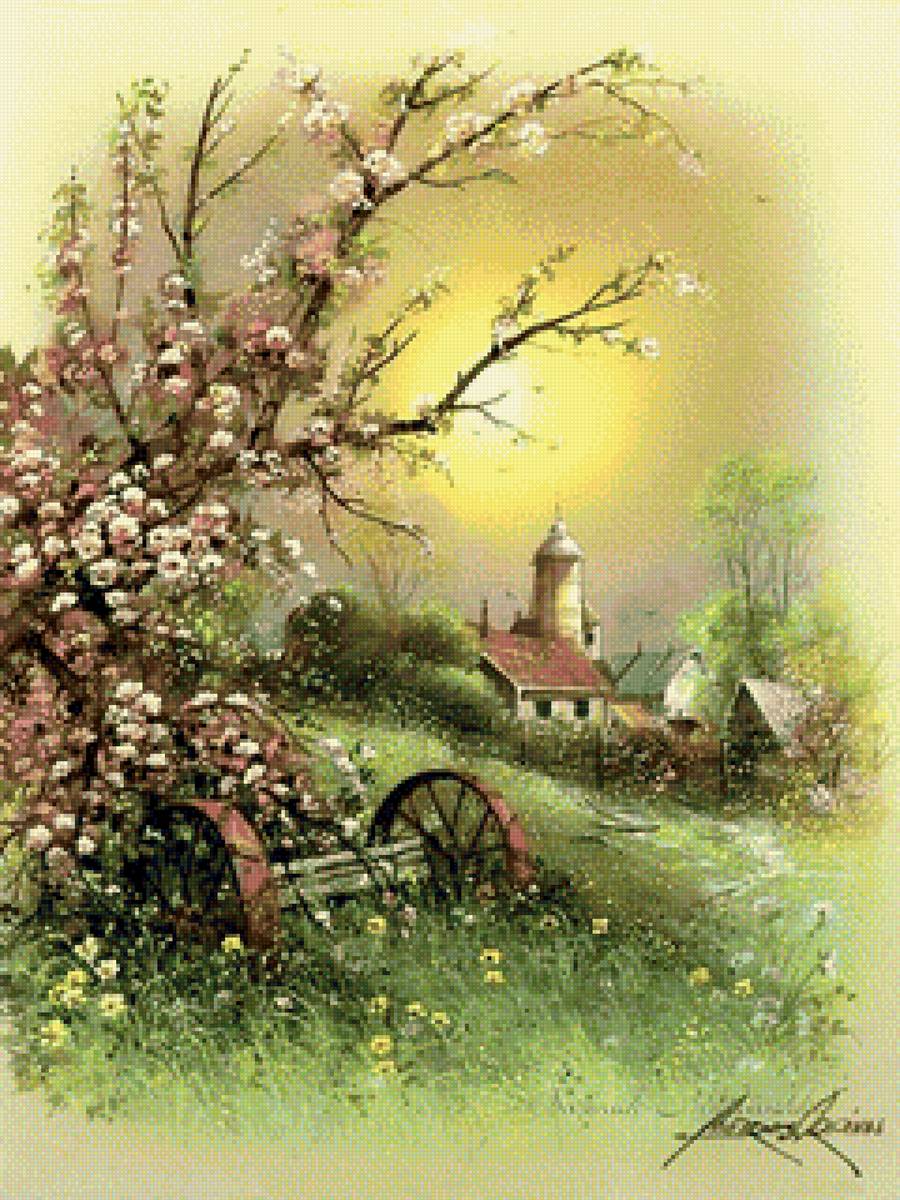 Пейзаж - вышивка крестиком - предпросмотр