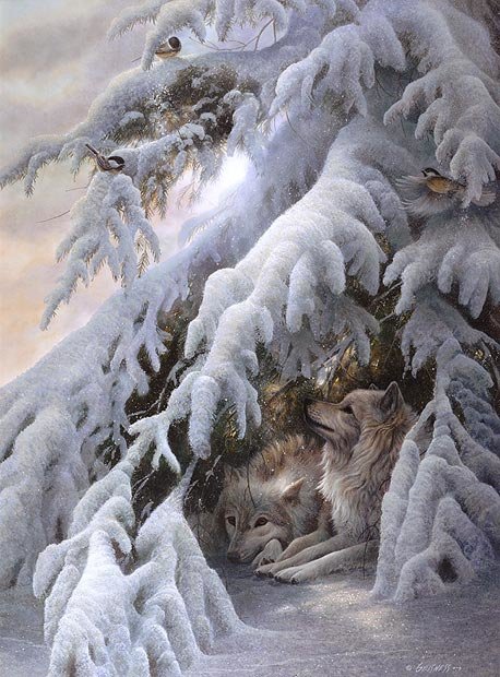 под елкой - природа, животные, пейзаж - оригинал