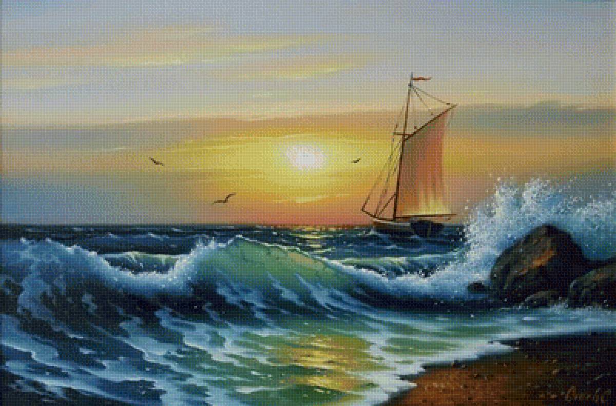 Картины пейзаж море. Морской пейзаж маслом Сергея Стоева.