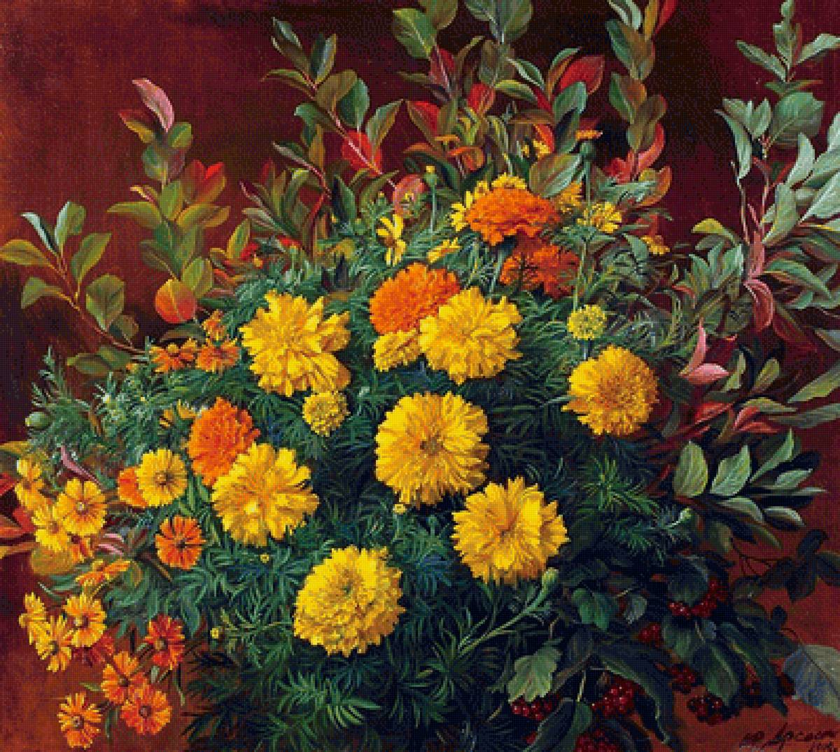 Букет - цветы, бархатцы - предпросмотр