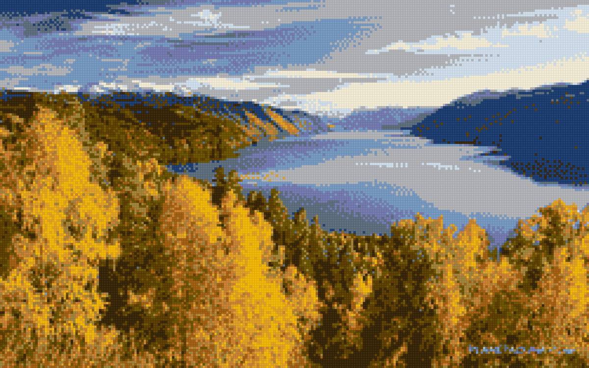 Пейзаж - пейзаж, горы, озеро, осень - предпросмотр