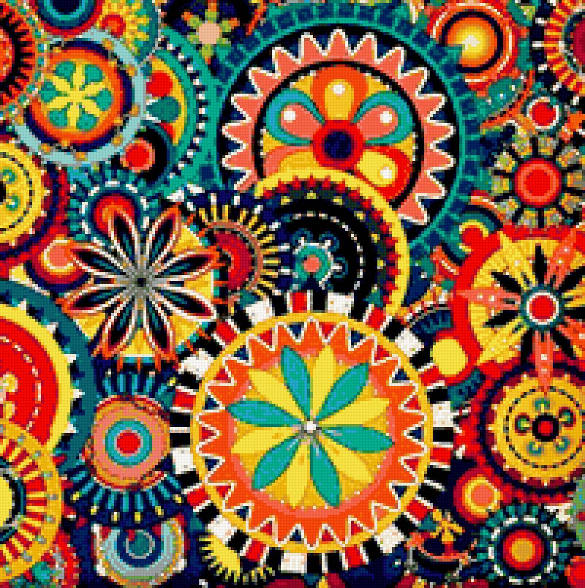 Абстракция - узор, абстракция, орнамент, радуга, цветы - предпросмотр