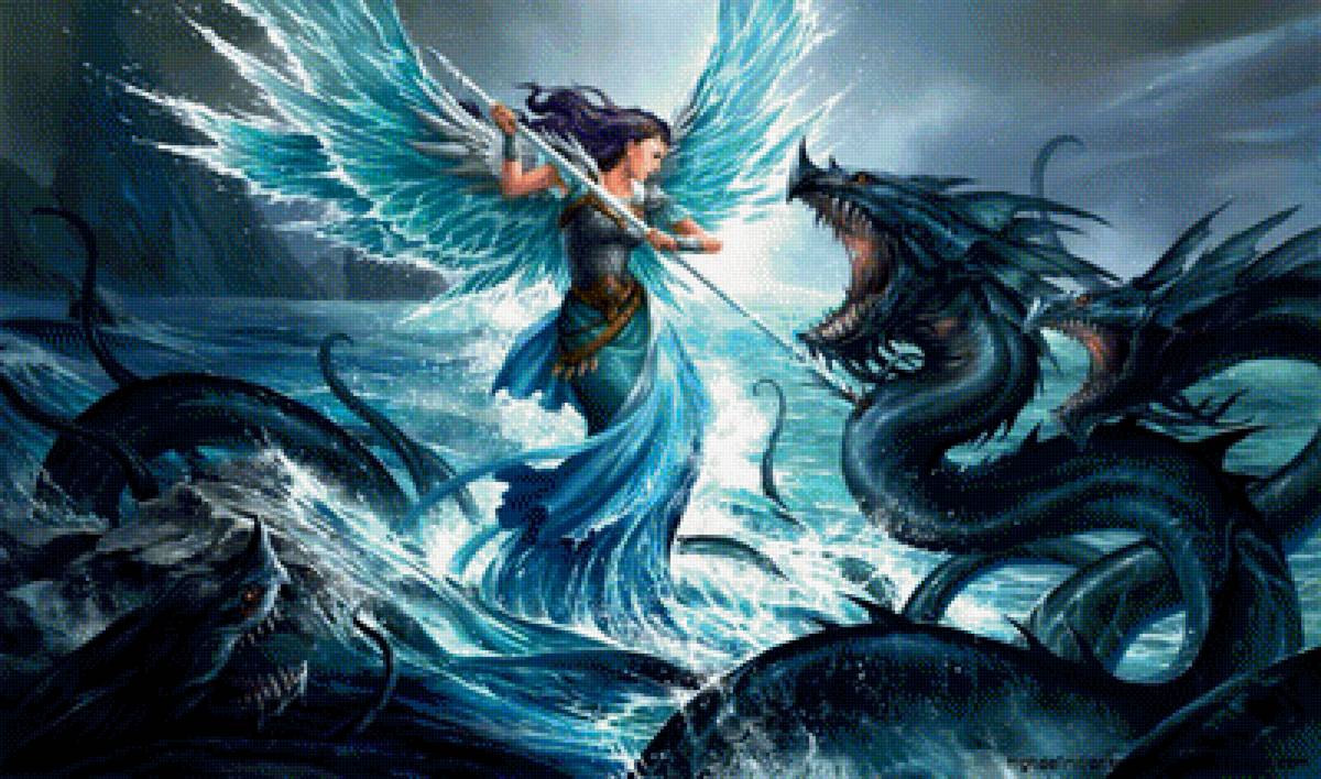 моской бой - море, драконы. нимфа, легенды - предпросмотр