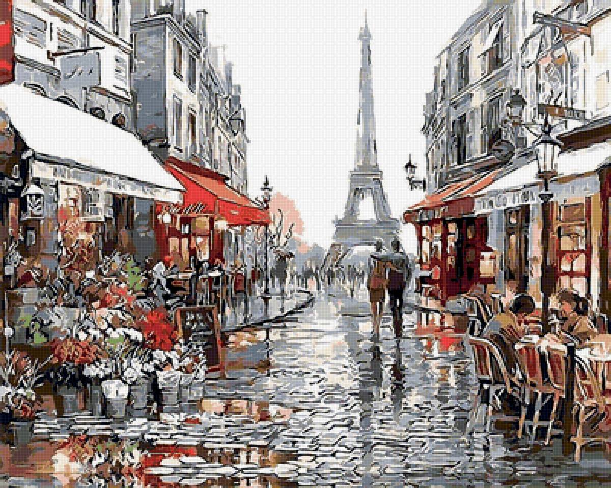 В Париже - люди, картина, живопись - предпросмотр