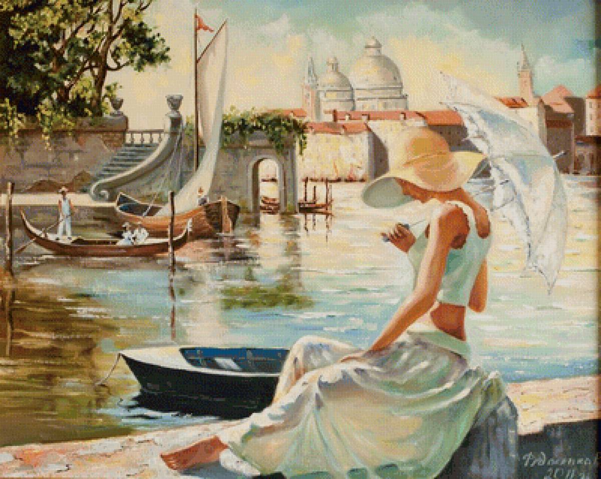 №1648273 - зонтик, девушка, лодка, портрет - предпросмотр