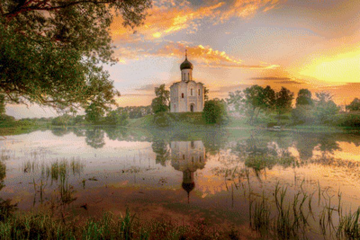 Храм у озера - озеро, храм - предпросмотр