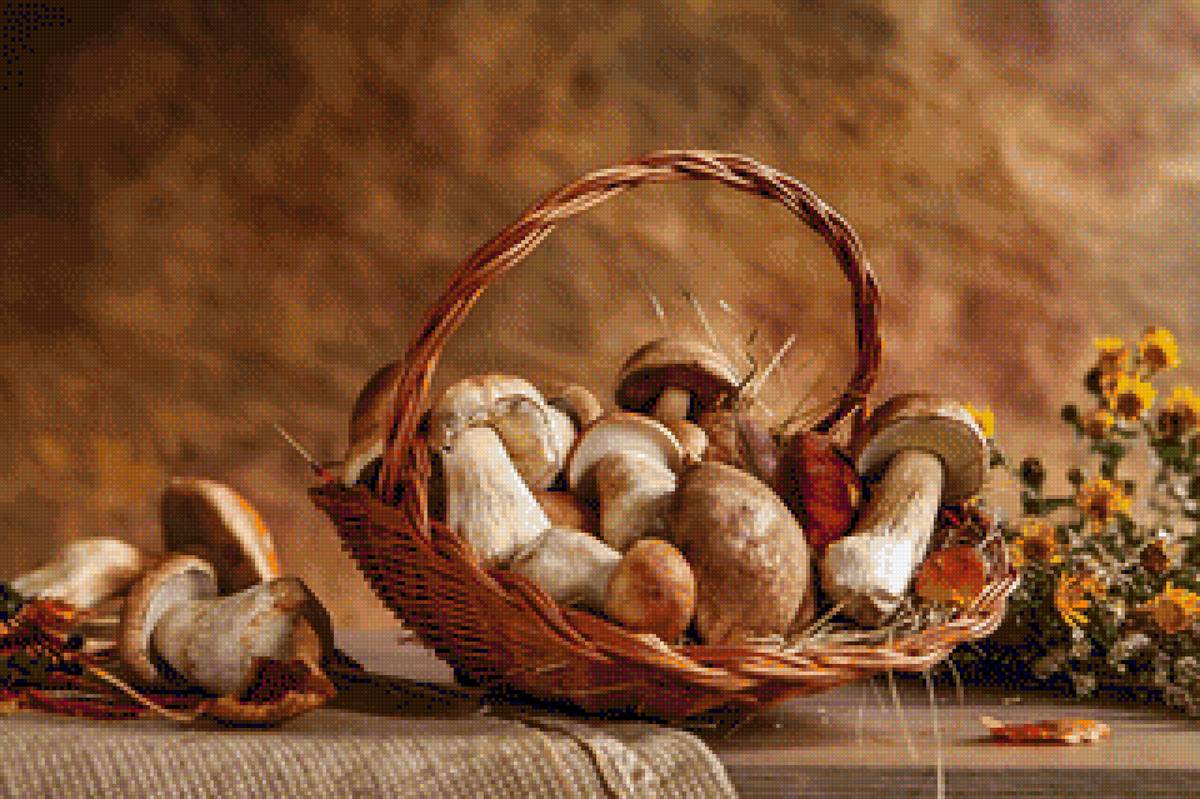 грибочки в корзине - грибы корзина осень - предпросмотр