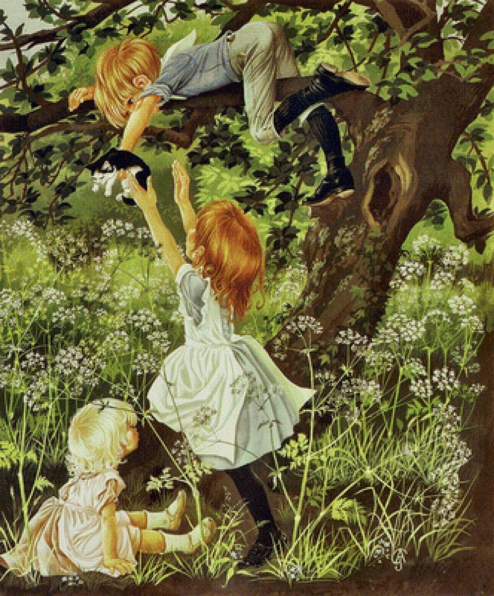 котенок - дети, природа, картина - предпросмотр