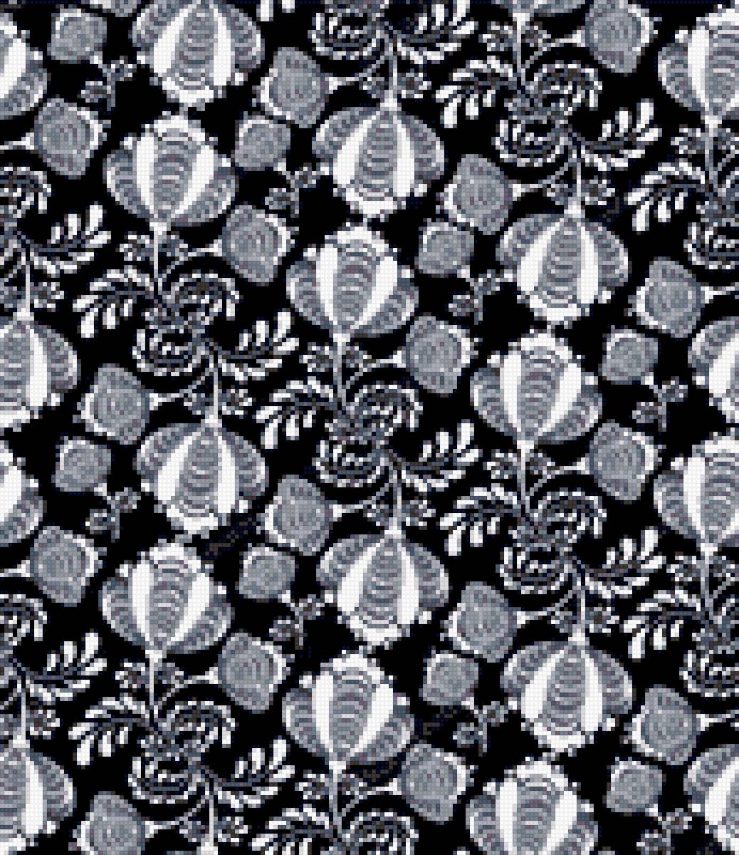 цветы на черном (жостовская роспись) - цветы, черный, роспись - предпросмотр