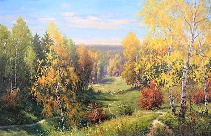 Осенние тропинки - осень, живопись, картина - оригинал