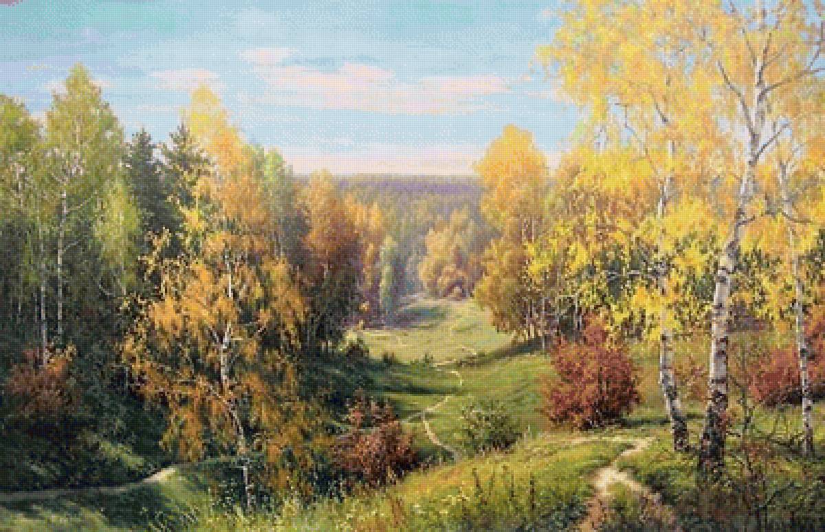 Осенние тропинки - живопись, осень, картина - предпросмотр