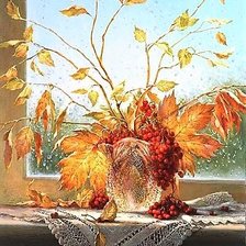 Схема вышивки «Рябина на окне»