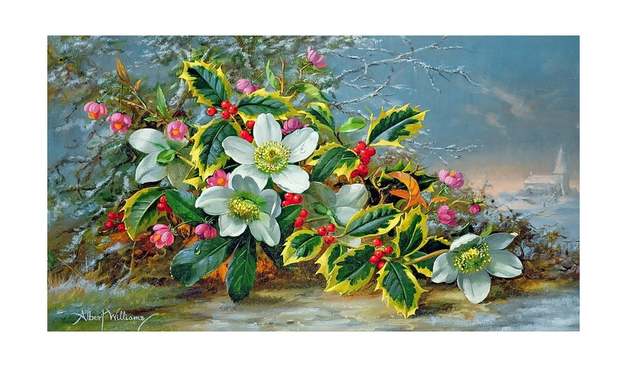 Зимний натюрморт - цветы, зима, натюрмотр - оригинал