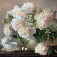 Схема вышивки «ПИОНЫ В ВАЗЕ»