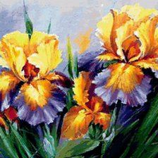 Схема вышивки «ирисы желтые»