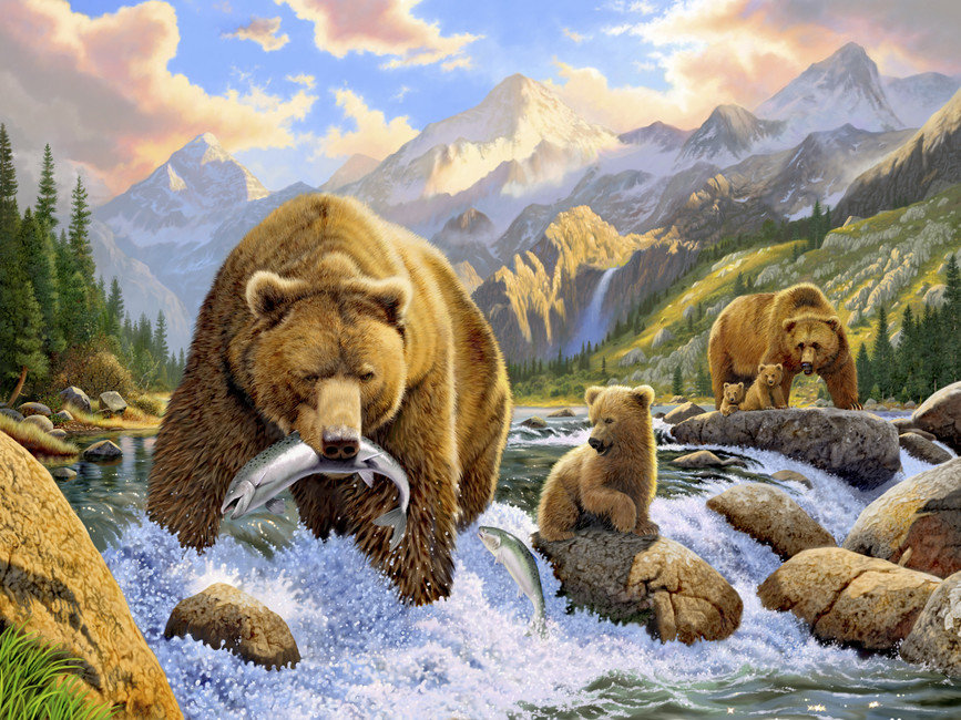 медведи - картина, пейзаж, природа - оригинал