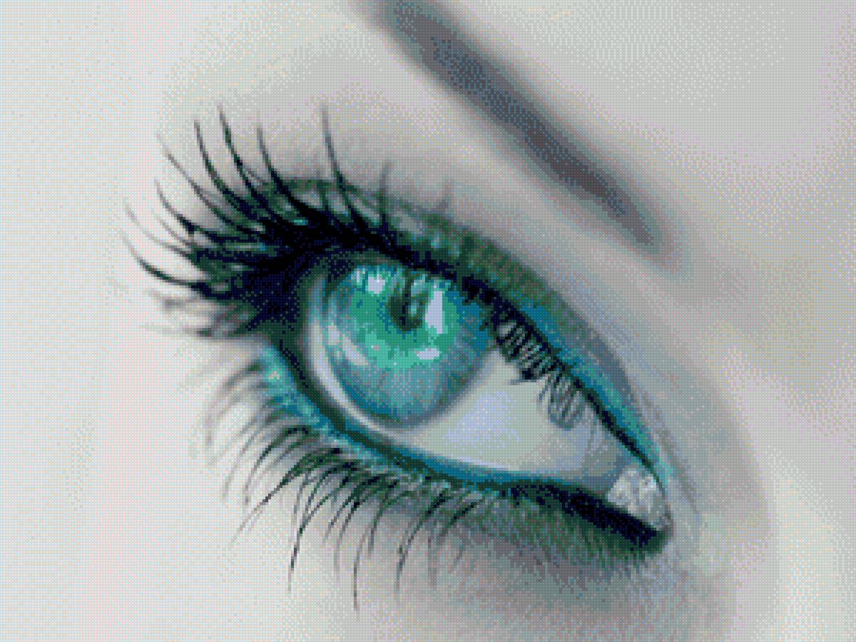 Взгляд - черный, белый, голубой, монохром, бирюза, девушка, серый - предпросмотр