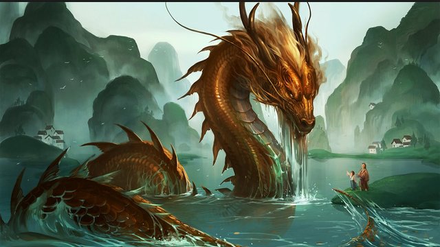 Золотой дракон - дракон золотой, дракоша, фантастика, дракон - оригинал