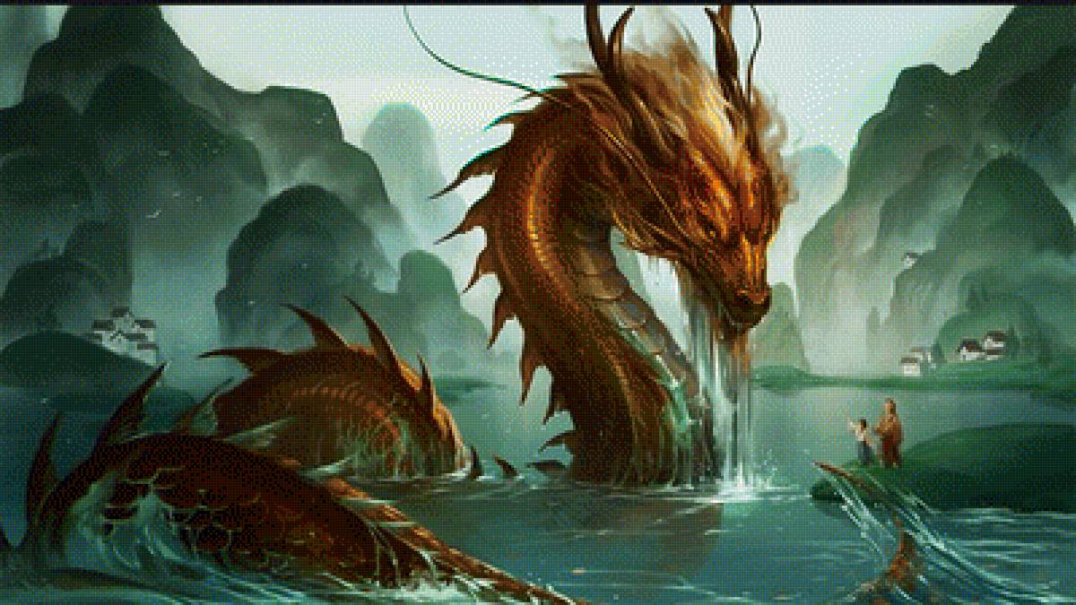 Золотой дракон - фантастика, дракон, дракоша, дракон золотой - предпросмотр