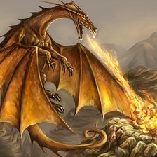желтый огнедышащий дракон