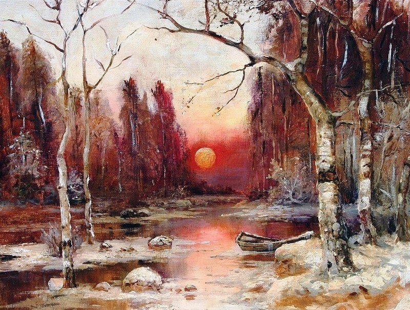 zachód nad leśnym strumieniem - оригинал