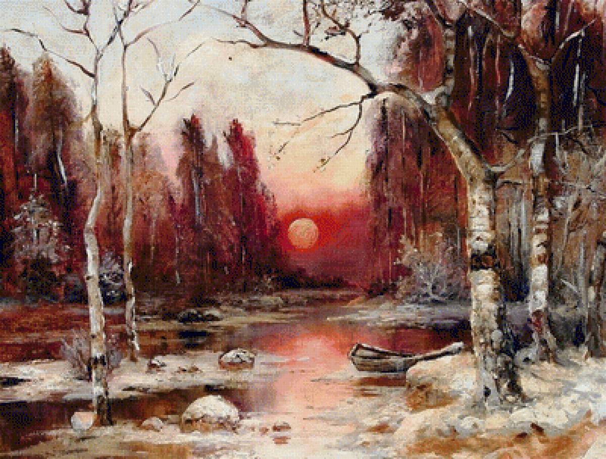 zachód nad leśnym strumieniem - предпросмотр